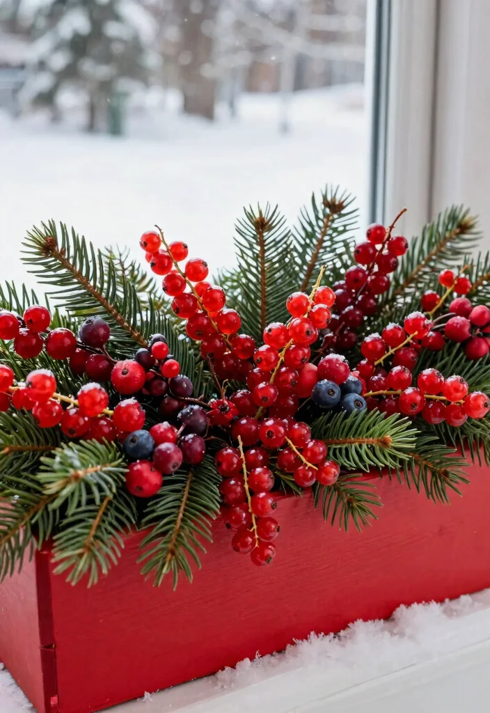 11 Festive Window Box Christmas Ideas for the Holidays 5. Berry Bliss 0