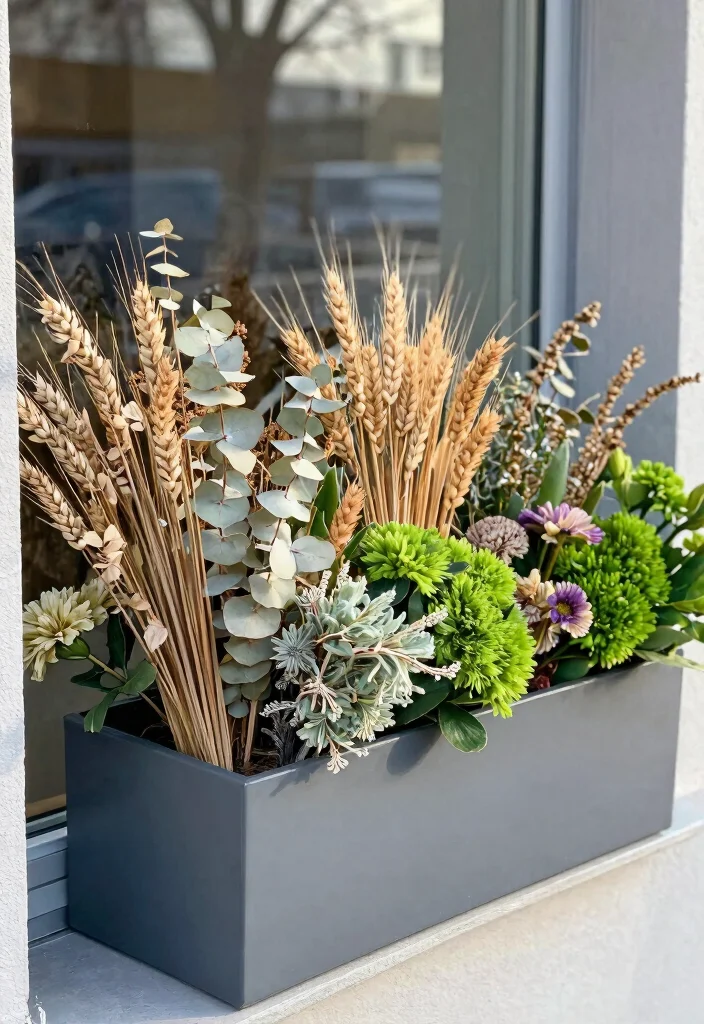 11 Festive Window Box Christmas Ideas for the Holidays 8. Eco Friendly Dried Arrangements 0