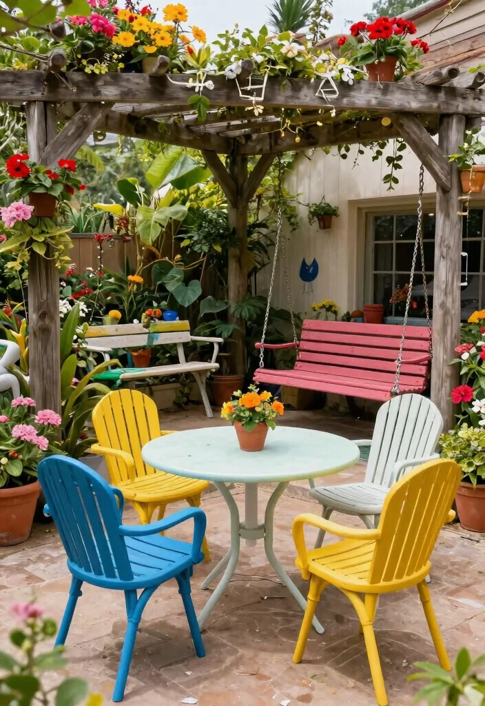 11 Magical Pergola Patio Decor Ideas You Will Love 6. Whimsical Garden Furniture 0