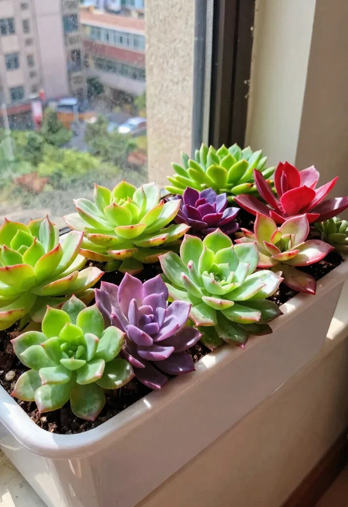 11 Modern Succulent Window Box Ideas for Low Maintenance 10. Bold Color Combos 0