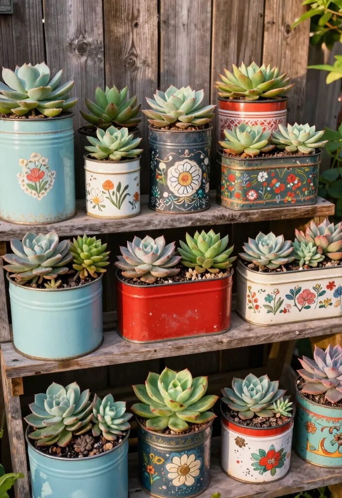 11 Modern Succulent Window Box Ideas for Low Maintenance 2. Vintage Metal Tins 0