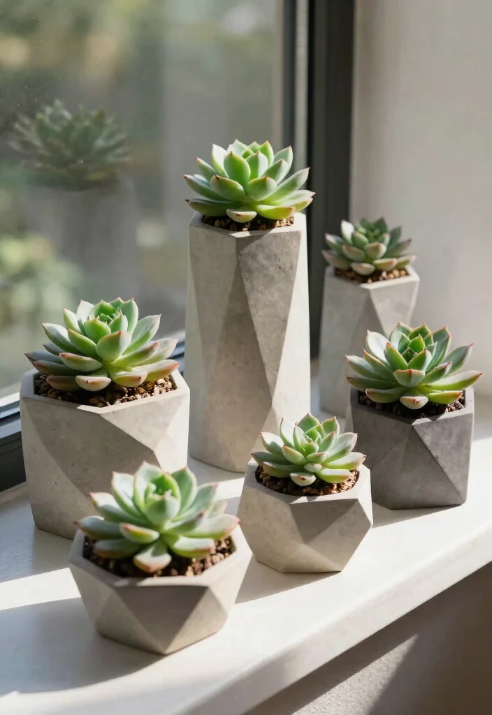 11 Modern Succulent Window Box Ideas for Low Maintenance 7. Geometric Planters 0