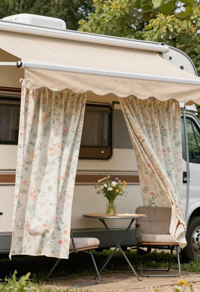 11 Must See RV Awning Ideas for Life on the Road 3. Shade and Comfort Fabric Curtains 0