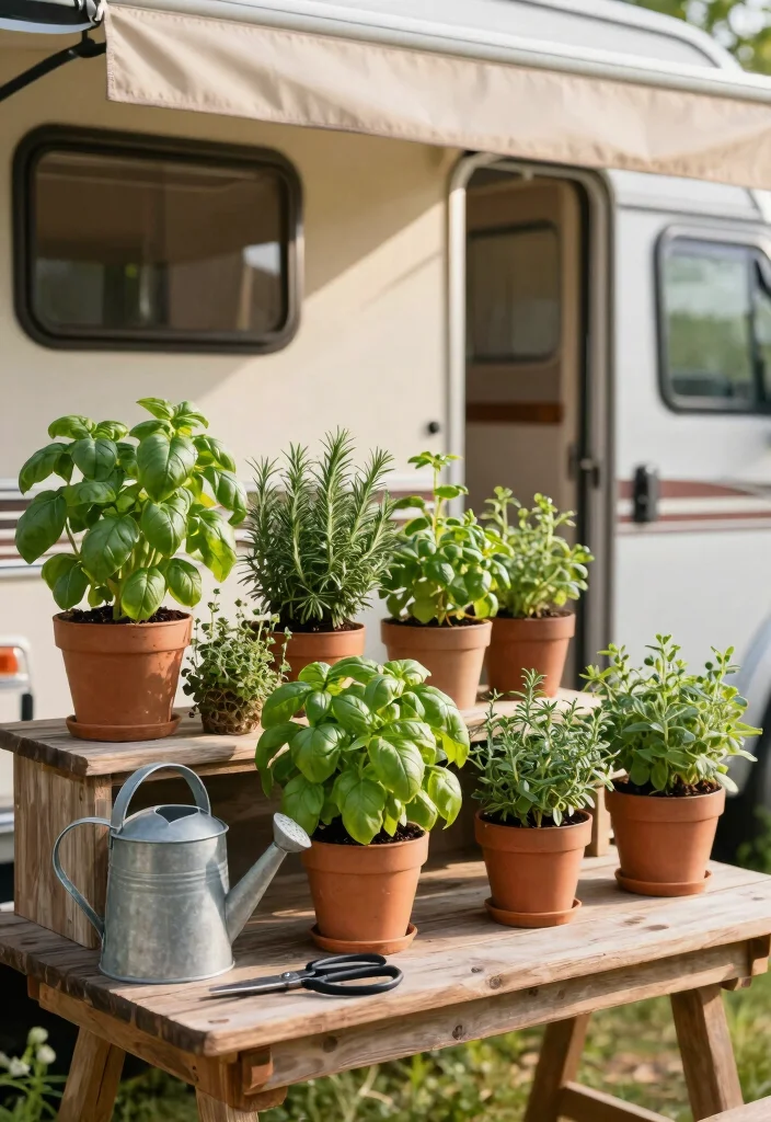11 Must See RV Awning Ideas for Life on the Road 5. Herb Garden Station 0