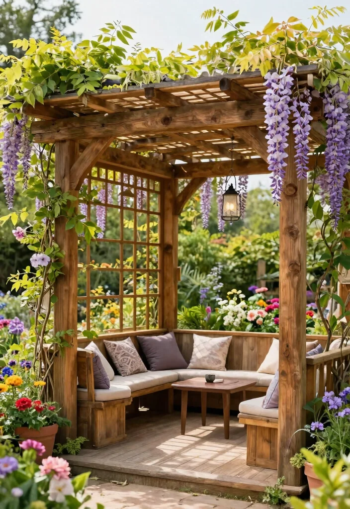 11 Practical DIY Awning Ideas for a Shady Backyard 1. Rustic Wooden Pergola 0
