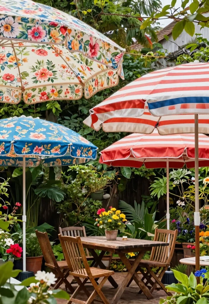 11 Practical DIY Awning Ideas for a Shady Backyard 10. Vintage Umbrellas 0