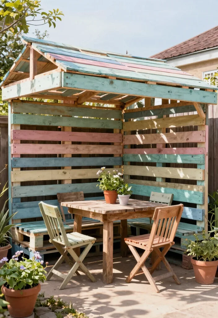 11 Practical DIY Awning Ideas for a Shady Backyard 3. Recycled Pallet Awning 0