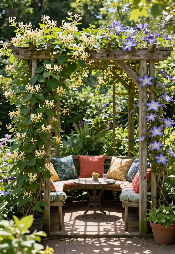11 Practical DIY Awning Ideas for a Shady Backyard 9. Trellis with Climbing Plants 0