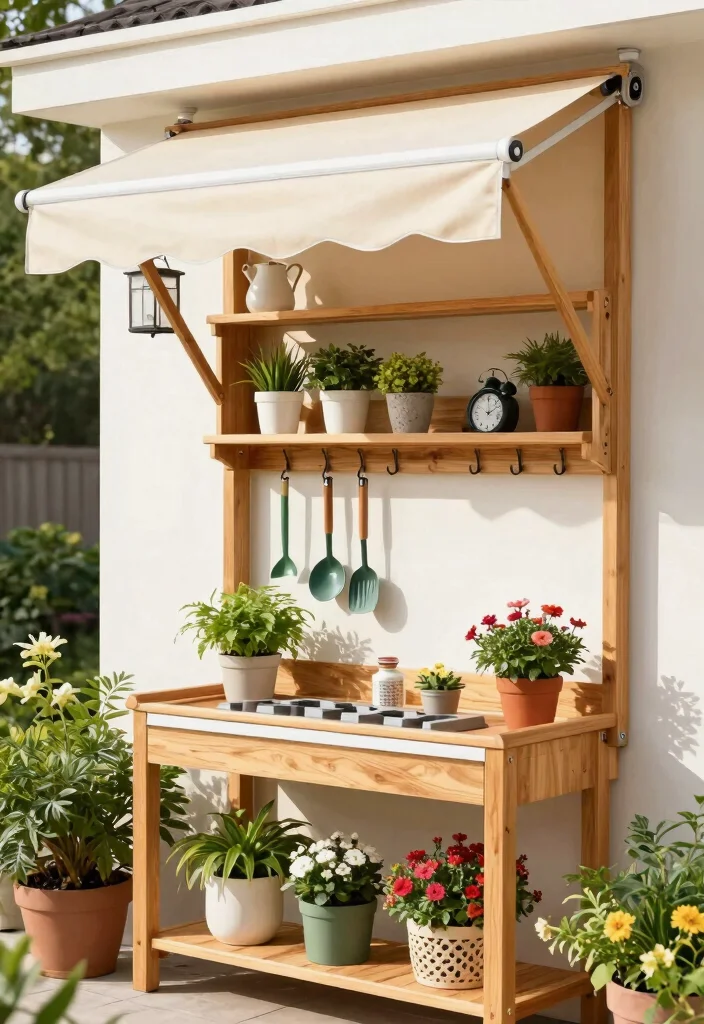 11 Welcoming Entry Awning Ideas for a Beautiful Home 11. Multi Functional Awning with Storage 0