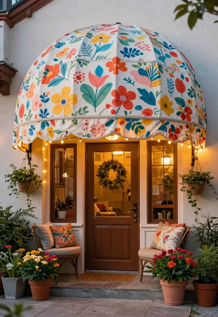 11 Welcoming Entry Awning Ideas for a Beautiful Home 3. Fabric Canopy Awning 0