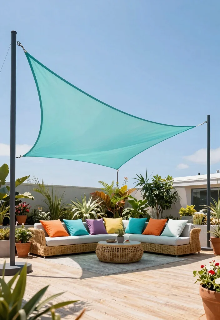 12 Beautiful Awning Canopy Ideas to Upgrade Your Patio 3. Shade Sail 0