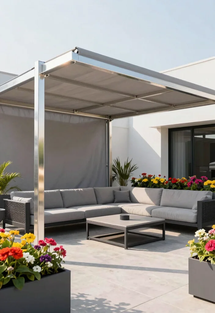 12 Beautiful Awning Canopy Ideas to Upgrade Your Patio 7. Aluminum Frame Canopy 0