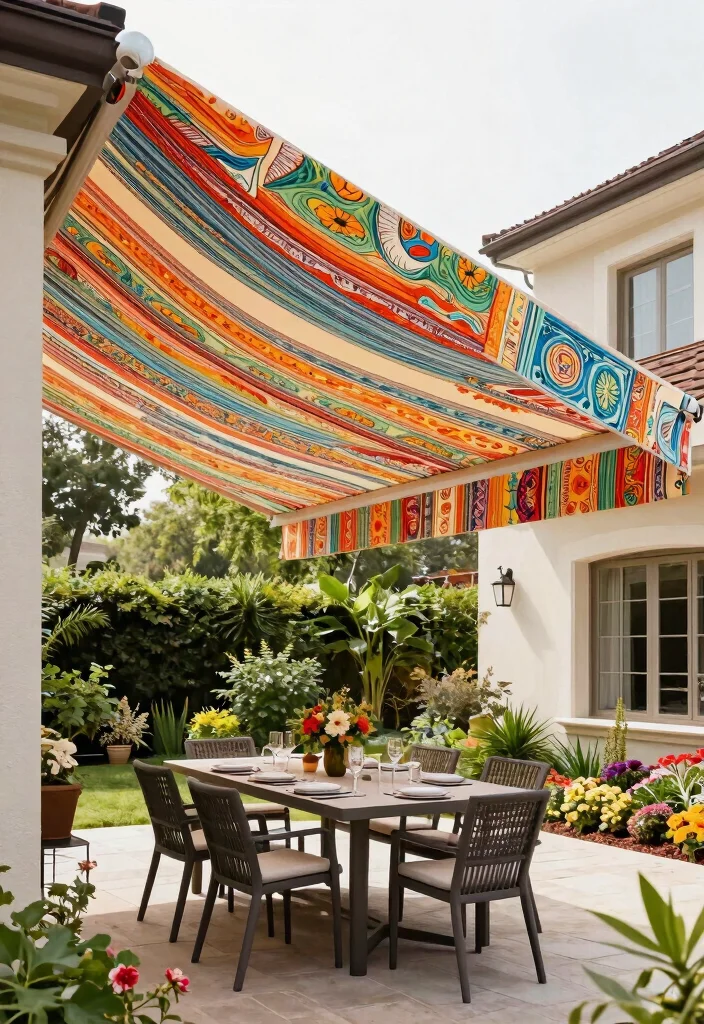 12 Beautiful Awning Canopy Ideas to Upgrade Your Patio 9. Custom Made Awning 0