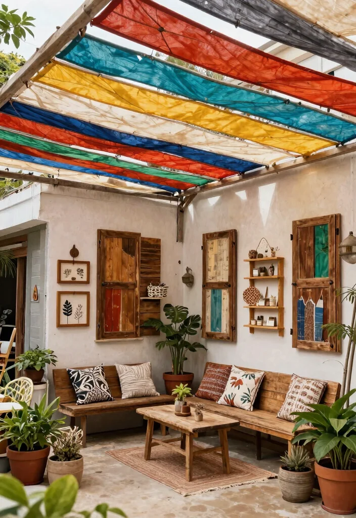 12 Best Awning Ideas to Enhance Your Outdoor Living 8. Upcycled Materials Awnings 0