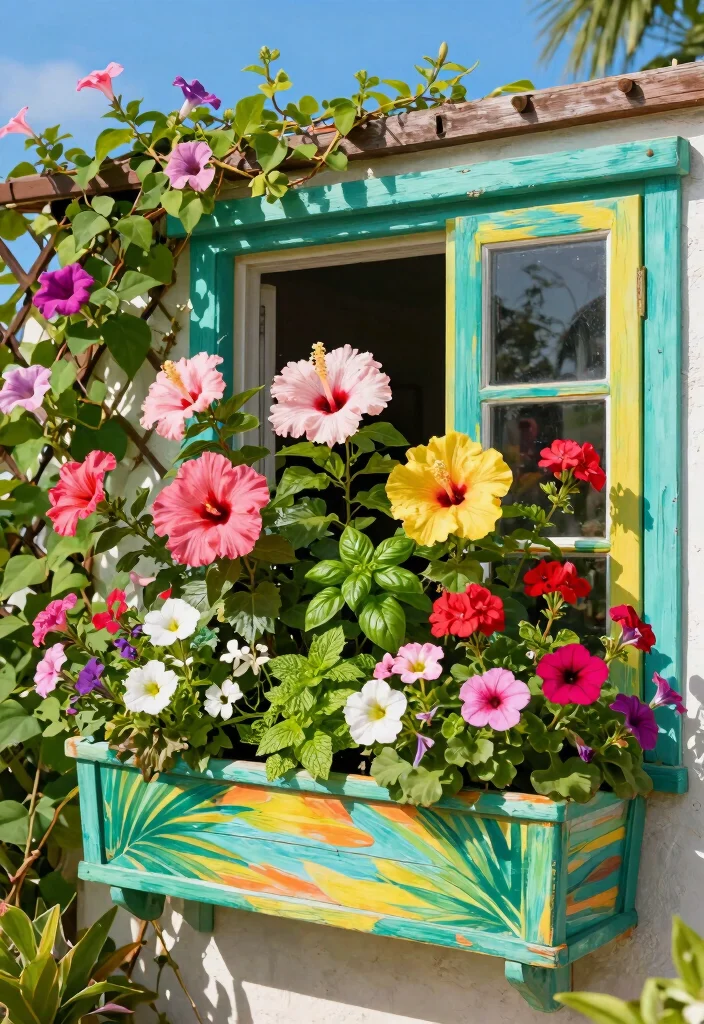 12 Creative Window Box Decorating Ideas by Season 2. Summer Bliss A Tropical Retreat 0