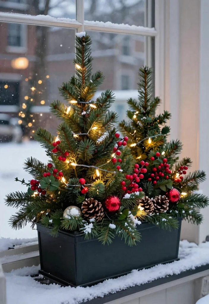 12 Creative Window Box Decorating Ideas by Season 4. Winter Wonderland Evergreen Elegance 0