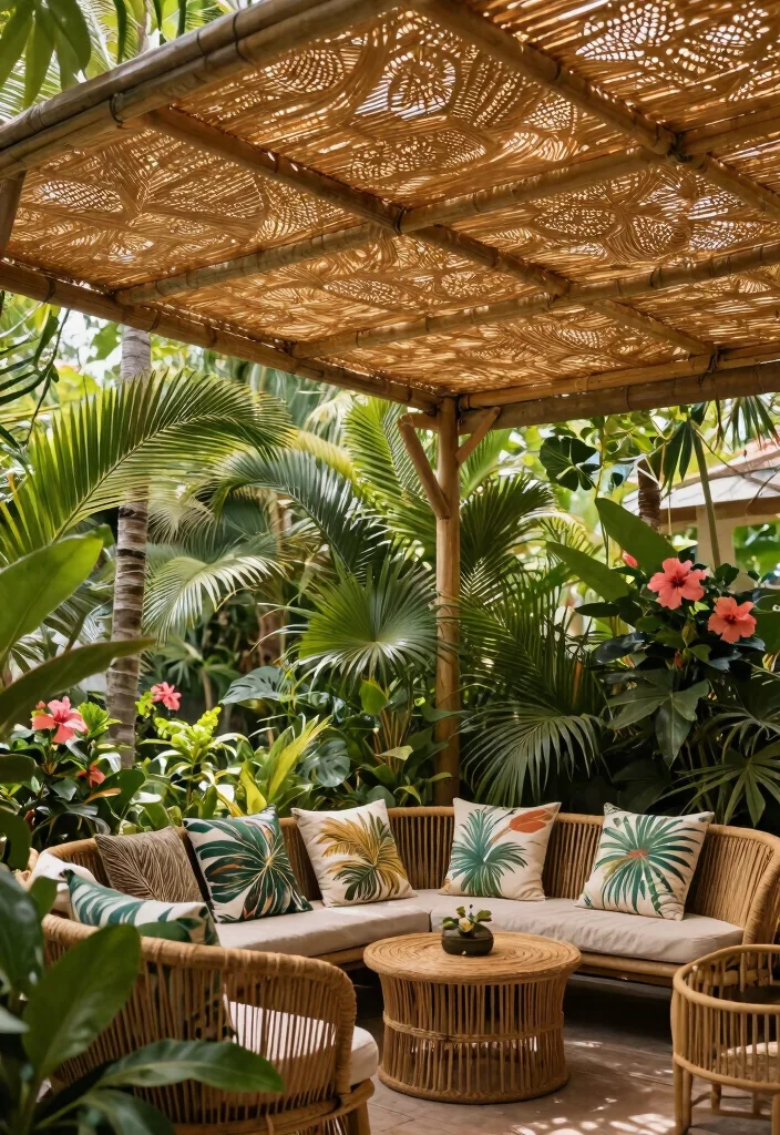 12 Enchanting Garden Awning Ideas for a Private Sanctuary 11. Bamboo Awnings for a Tropical Vibe 0