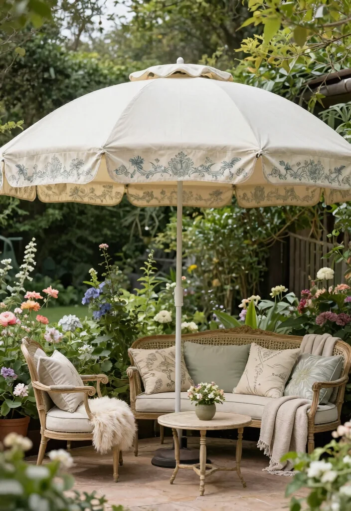 12 Enchanting Garden Awning Ideas for a Private Sanctuary 12. Vintage Canvas Awnings for Timeless Elegance 0