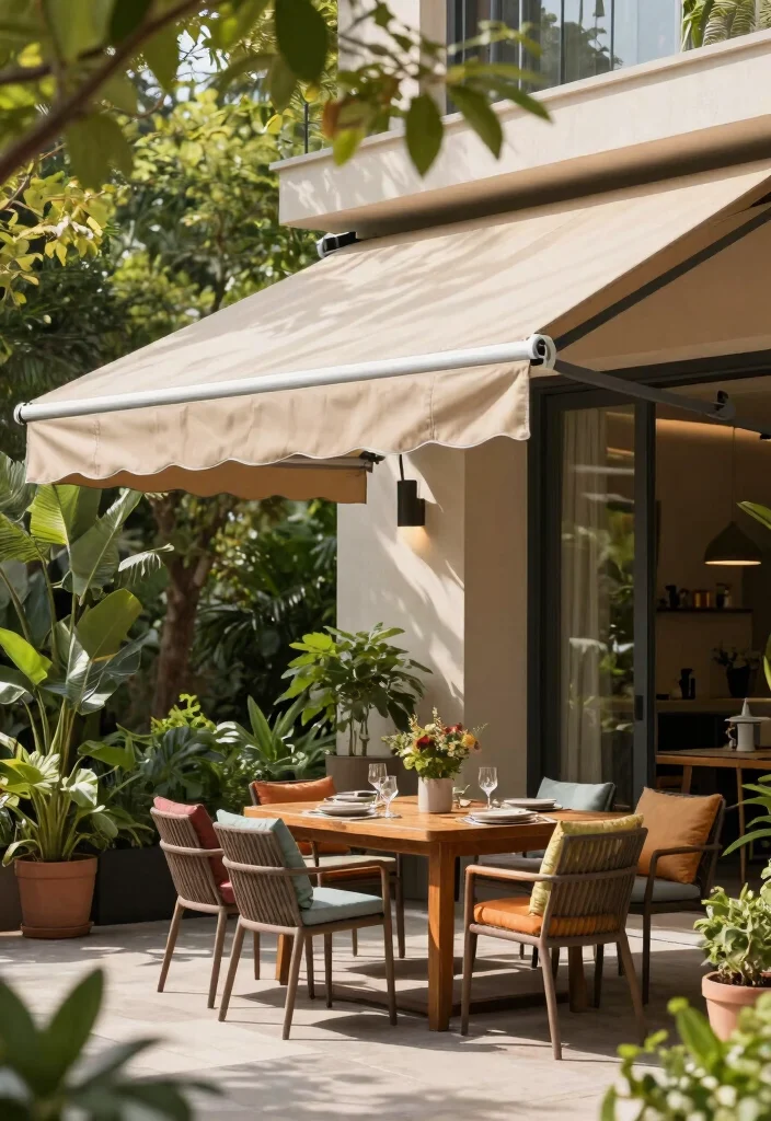 12 Enchanting Garden Awning Ideas for a Private Sanctuary 2. Retractable Awnings for Versatile Shade 0