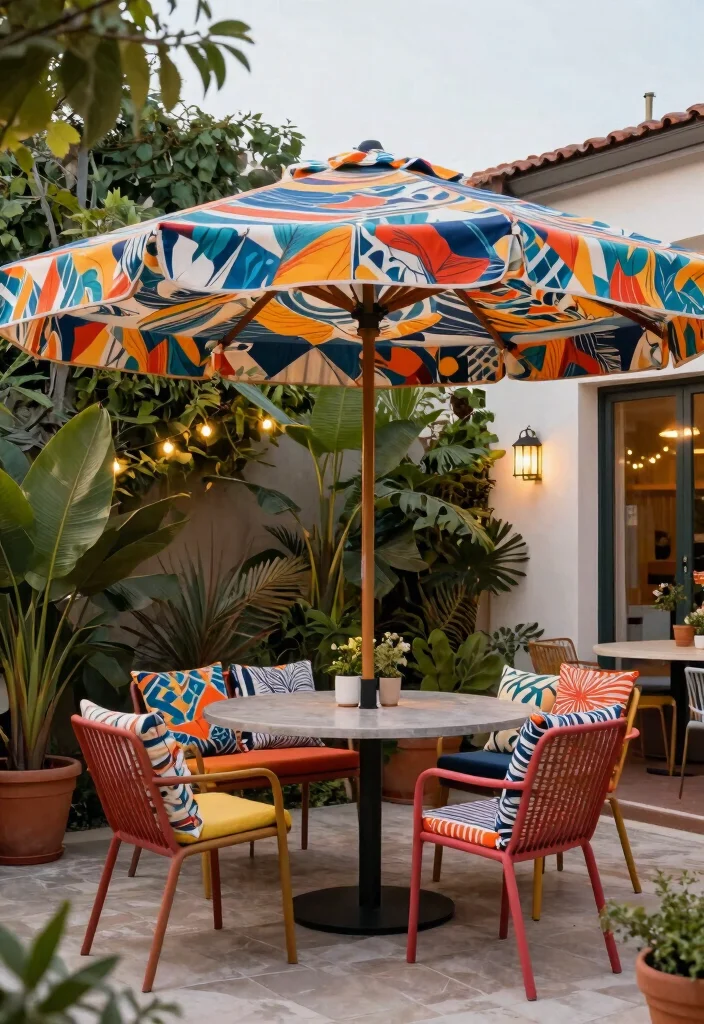 12 Enchanting Garden Awning Ideas for a Private Sanctuary 9. Chic Umbrella Awnings for Easy Setup 0