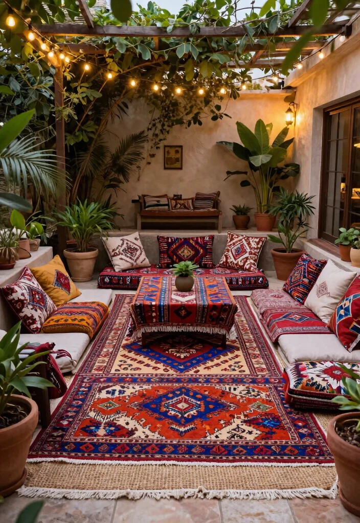 12 Most Stylish Patio Decor Ideas to Impress Your Guests 1. Layered Textures with Rugs 0