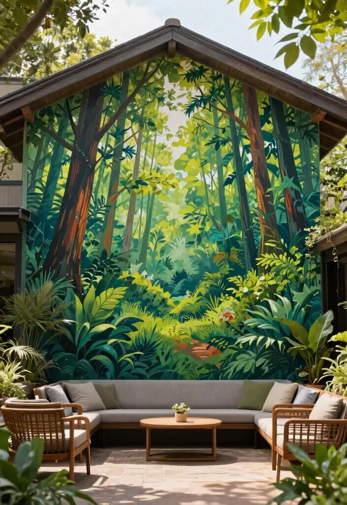 12 Stunning Patio Wall Decor Ideas to Personalize Your Space 12. Nature Inspired Wall Murals 0