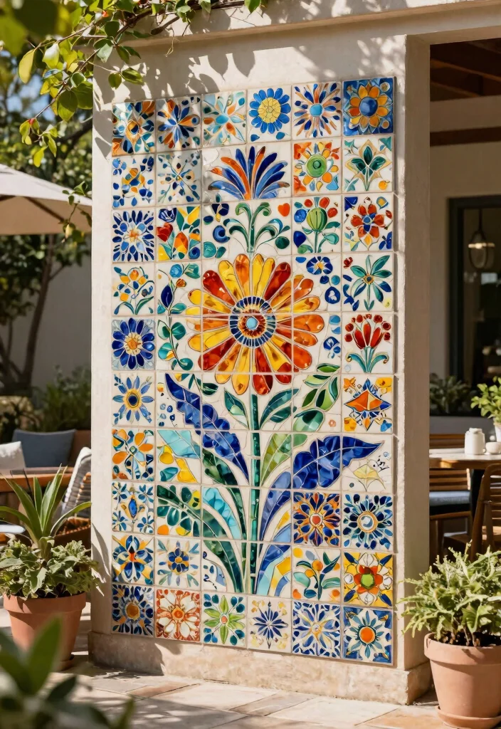 12 Stunning Patio Wall Decor Ideas to Personalize Your Space 2. Mosaic Tile Wall Art 0