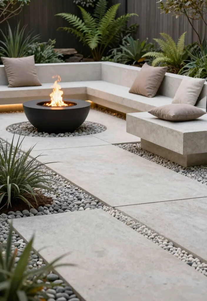 13 Contemporary Cement Patio Ideas and Decor Transformations 1. Minimalist Zen Retreat 0
