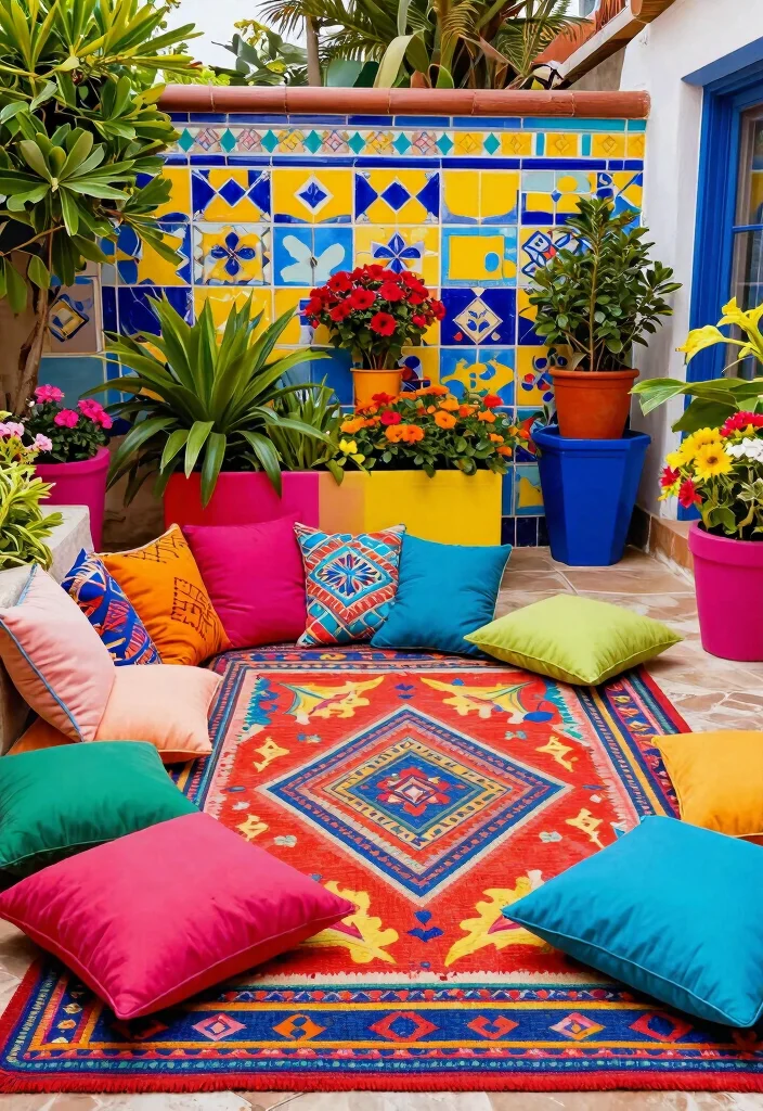 13 Contemporary Cement Patio Ideas and Decor Transformations 4. Vibrant Color Accents 0
