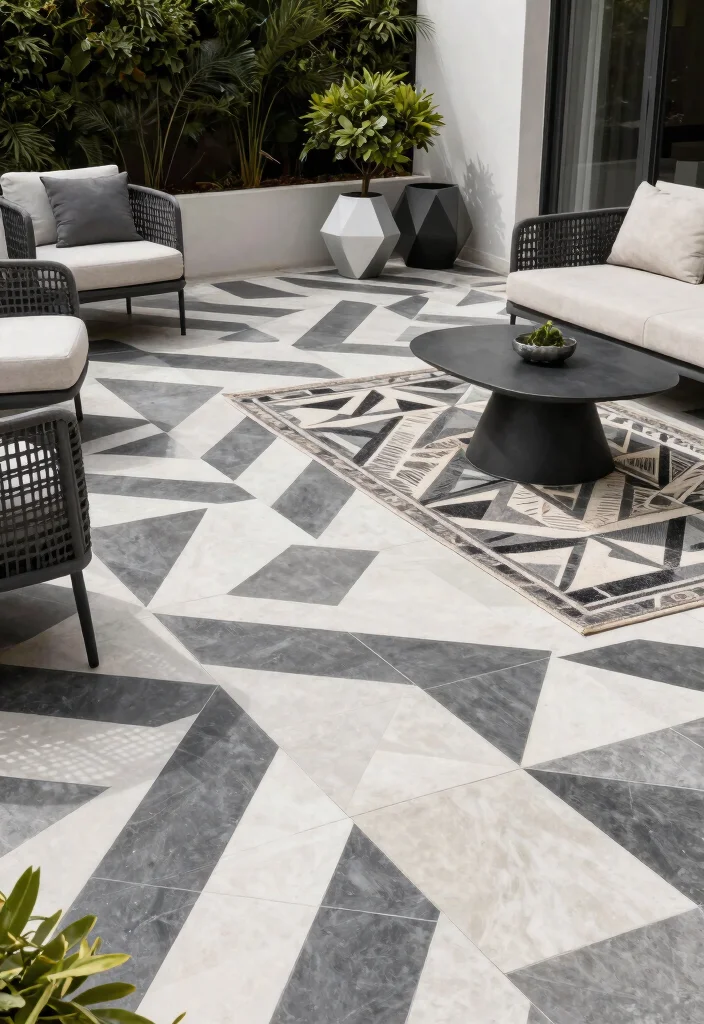 13 Contemporary Cement Patio Ideas and Decor Transformations 8. Modern Geometric Designs 0