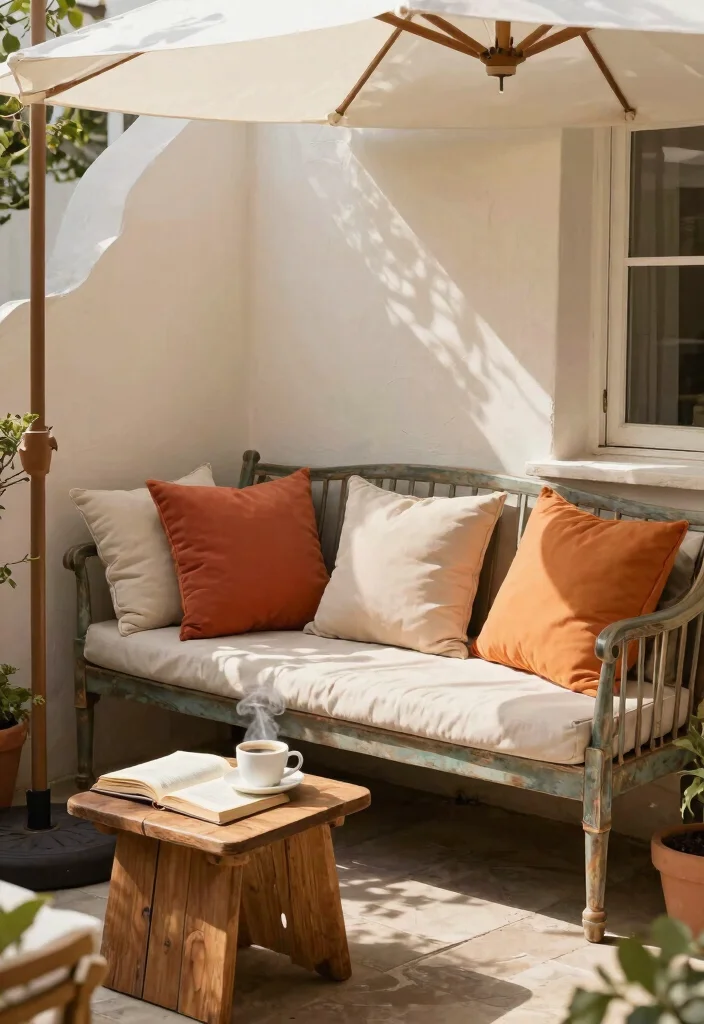 13 Timeless Rustic Patio Decor Ideas for a Farmhouse Vibe 12. Cozy Nook with Cushions 0