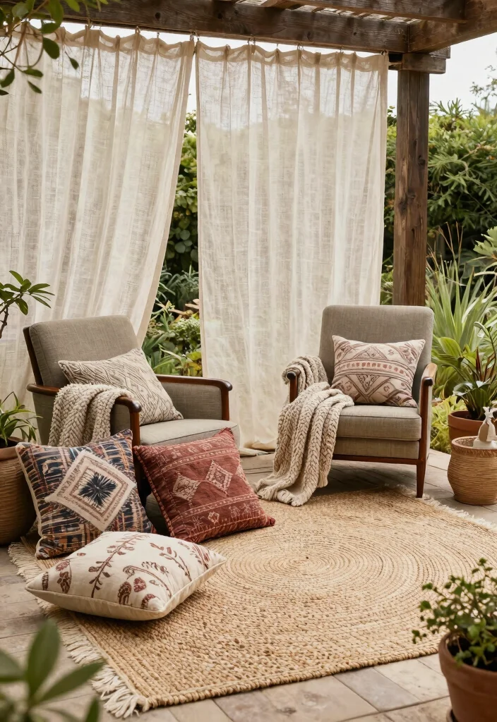 13 Timeless Rustic Patio Decor Ideas for a Farmhouse Vibe 4. Comfortable Textiles 0