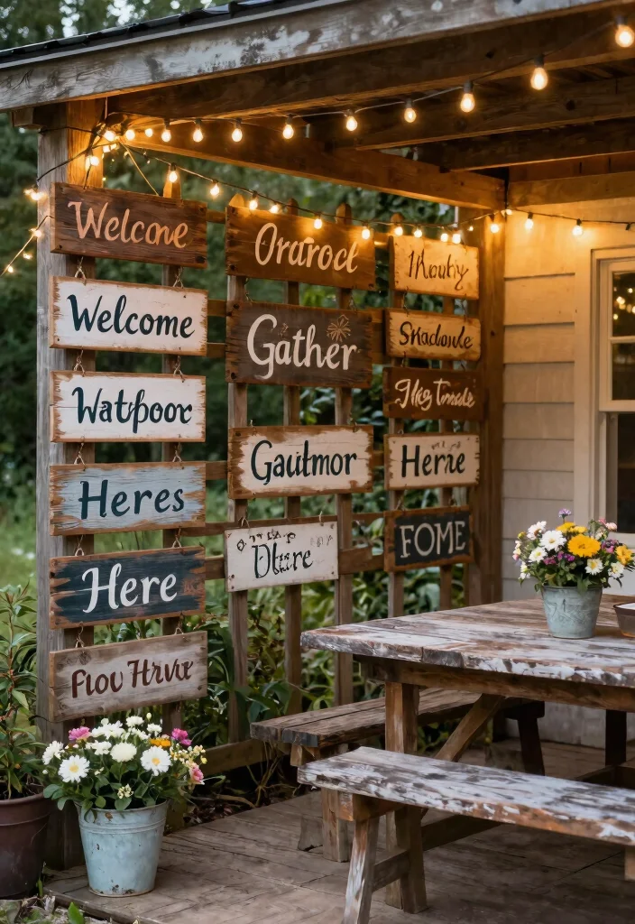 13 Timeless Rustic Patio Decor Ideas for a Farmhouse Vibe 6. Farmhouse Signage 0