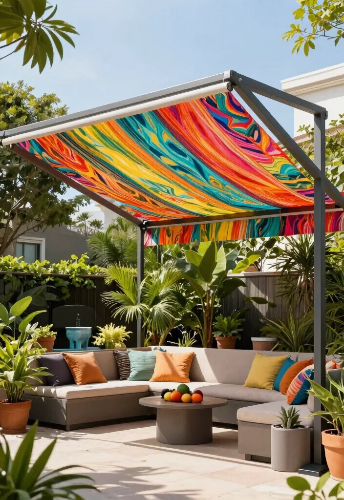 15 Beautiful Backyard Awning Ideas for Every Home Style 1. Sustainable Fabric Awnings 0