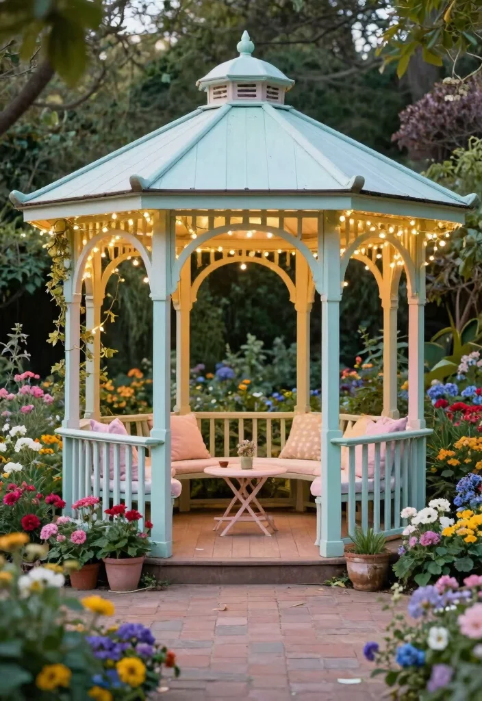 15 Beautiful Backyard Awning Ideas for Every Home Style 10. Colorful Garden Gazebos 0