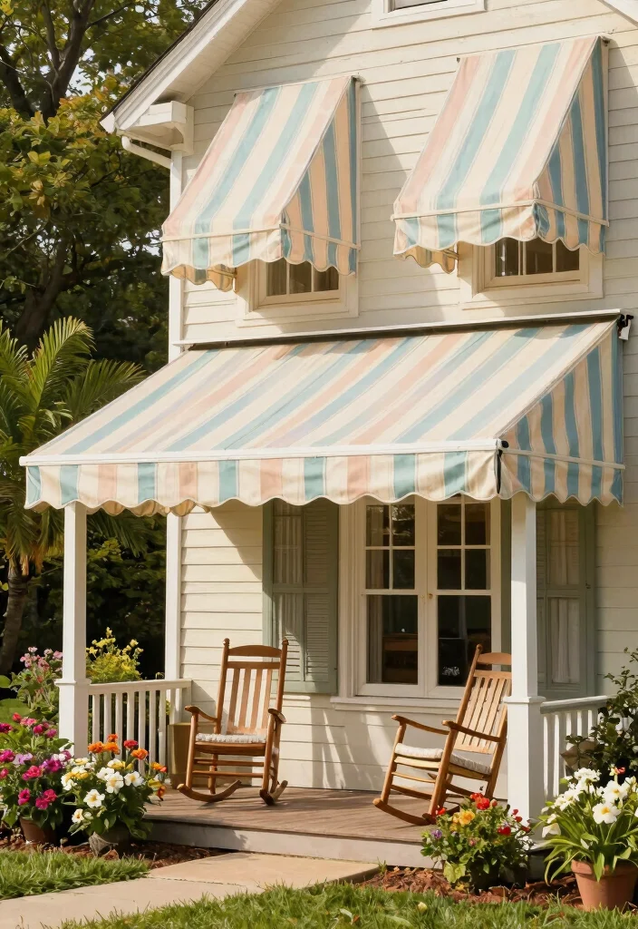 15 Beautiful Backyard Awning Ideas for Every Home Style 12. Vintage style Canvas Awnings 0