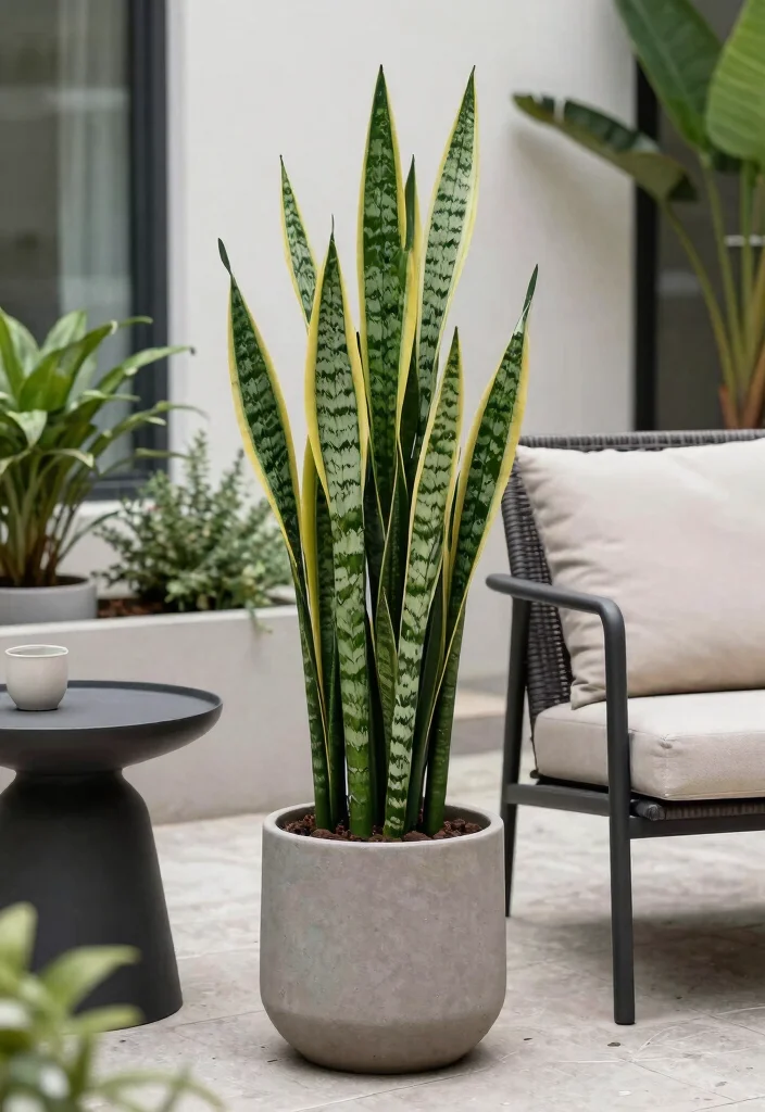 15 Best Plants for Patio Decor That Are Easy to Care For 2. Snake Plant 0