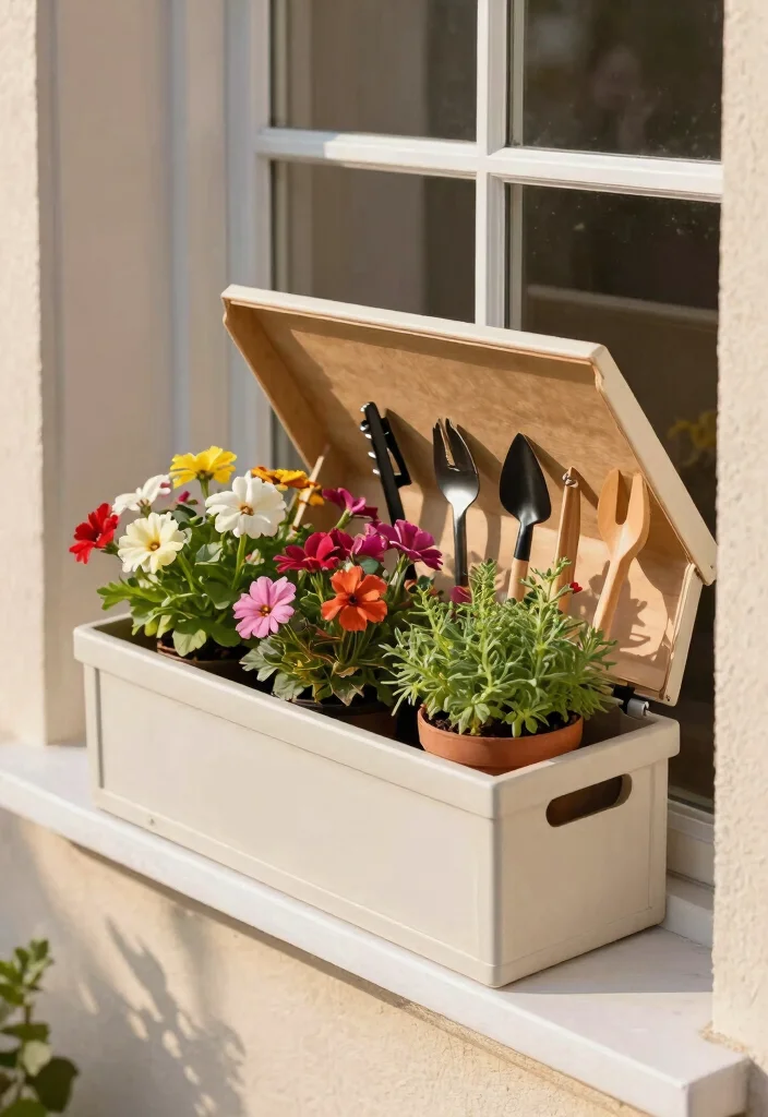 15 Creative Window Planter Box Ideas for a DIY Look 12. Window Box with Built in Storage 0