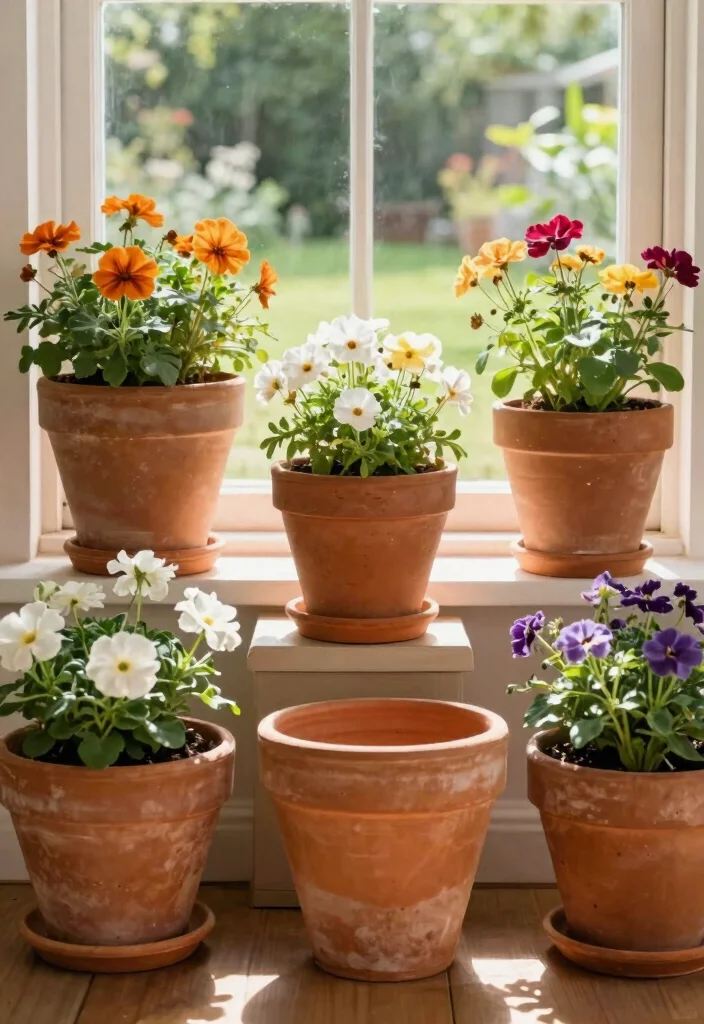 15 Creative Window Planter Box Ideas for a DIY Look 13. Terracotta Pot Displays 0