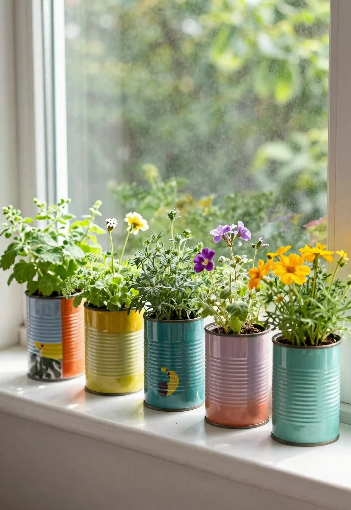 15 Creative Window Planter Box Ideas for a DIY Look 14. Upcycled Cans as Planters 0