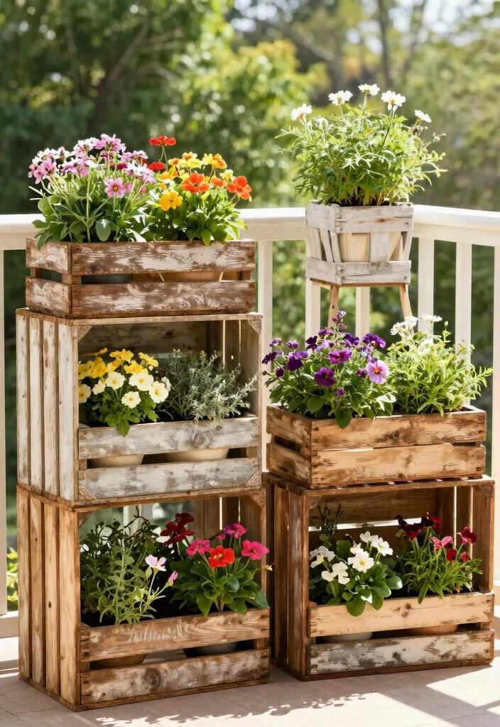 15 Creative Window Planter Box Ideas for a DIY Look 7. Repurposed Wine Crates 0