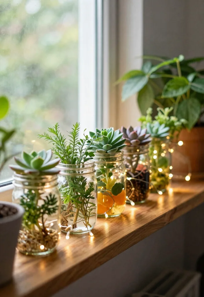 15 Creative Window Planter Box Ideas for a DIY Look 8. Cute Mason Jar Planters 0