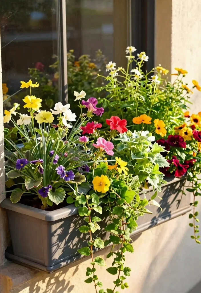 15 Most Colorful Window Box Ideas to Brighten Your Day 12. Vibrant Container Mashup 0