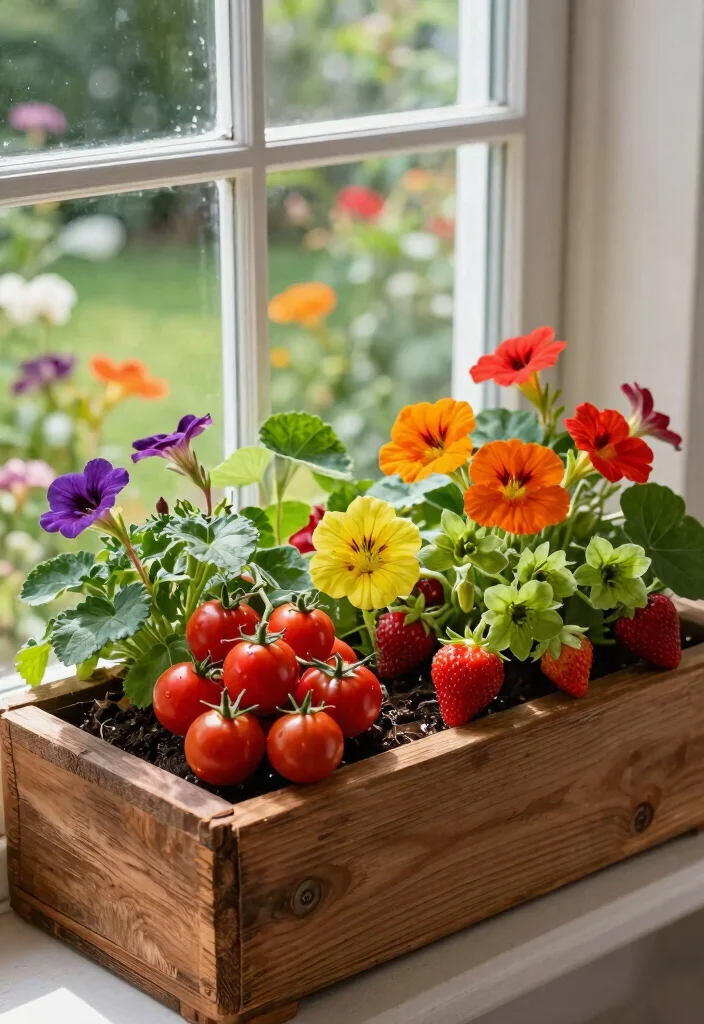 15 Most Colorful Window Box Ideas to Brighten Your Day 5. Edible Garden Delight 0