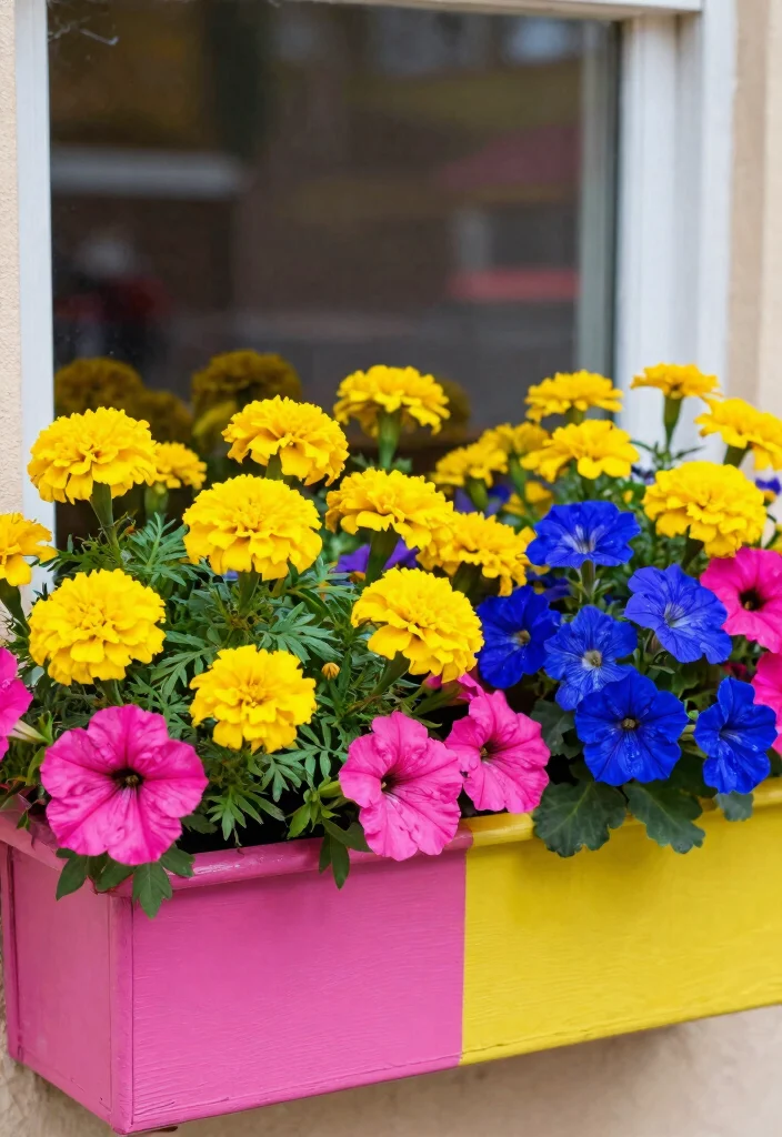 15 Most Colorful Window Box Ideas to Brighten Your Day 8. Color Block Fun 0