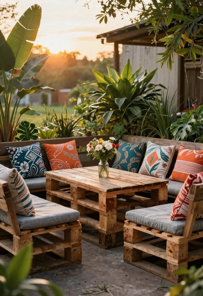 15 Trendy Patio Furniture Decor Ideas for Maximum Comfort 1. Upcycled Pallet Seating 0