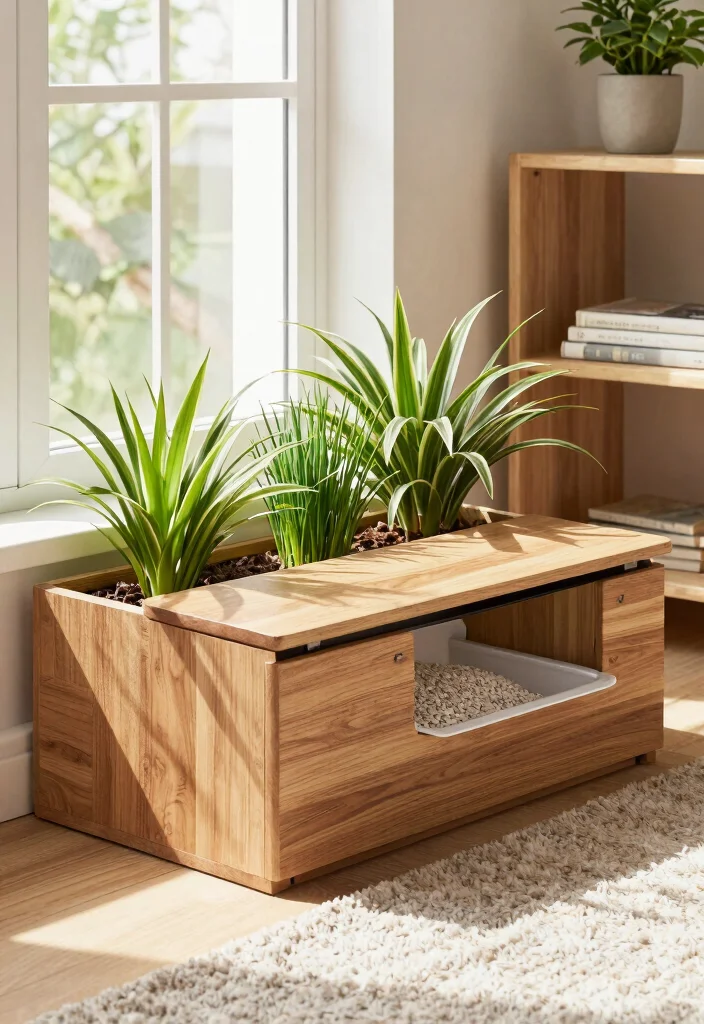 5 Discreet Window Litter Box Ideas for Small Spaces 1. The Plant Box Litter Solution 0