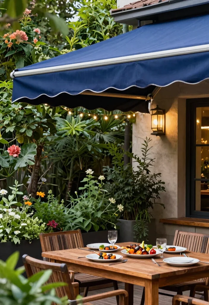 5 Functional BBQ Awning Ideas for Backyard Cooks 1. Retractable Fabric Awnings 0