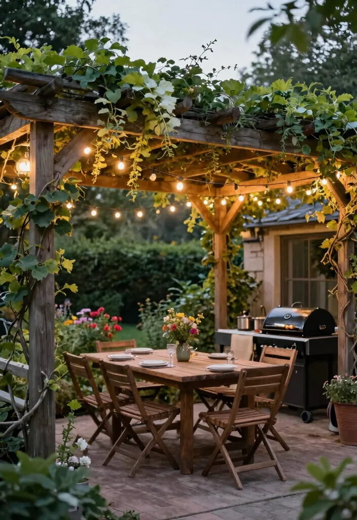 5 Functional BBQ Awning Ideas for Backyard Cooks 2. Rustic Pergola Cover 0