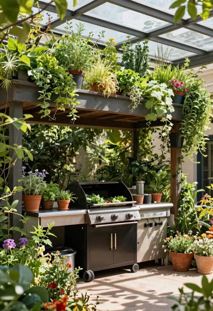 5 Functional BBQ Awning Ideas for Backyard Cooks 5. Sustainable Green Roof Awnings 0